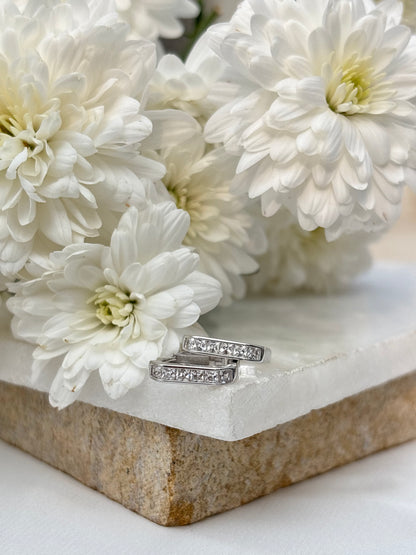 Silver Gold Rectangular Crystal Huggie Earrings