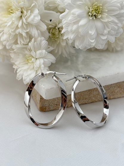 Classic Oval Silver Hoops