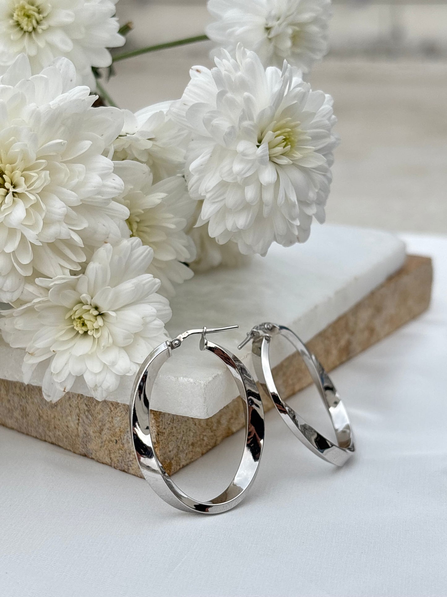 Classic Oval Silver Hoops