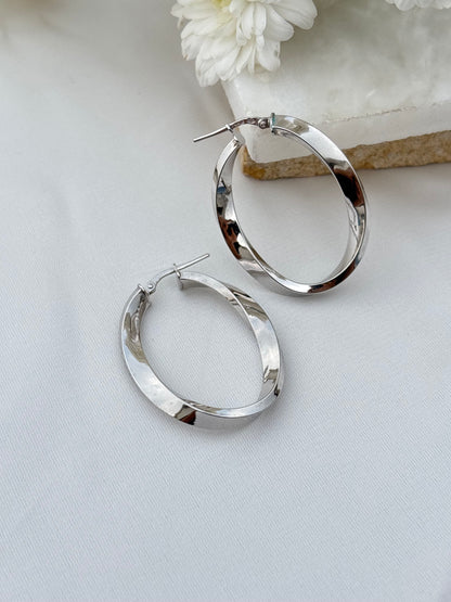 Classic Oval Silver Hoops