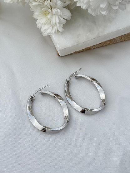 Classic Oval Silver Hoops