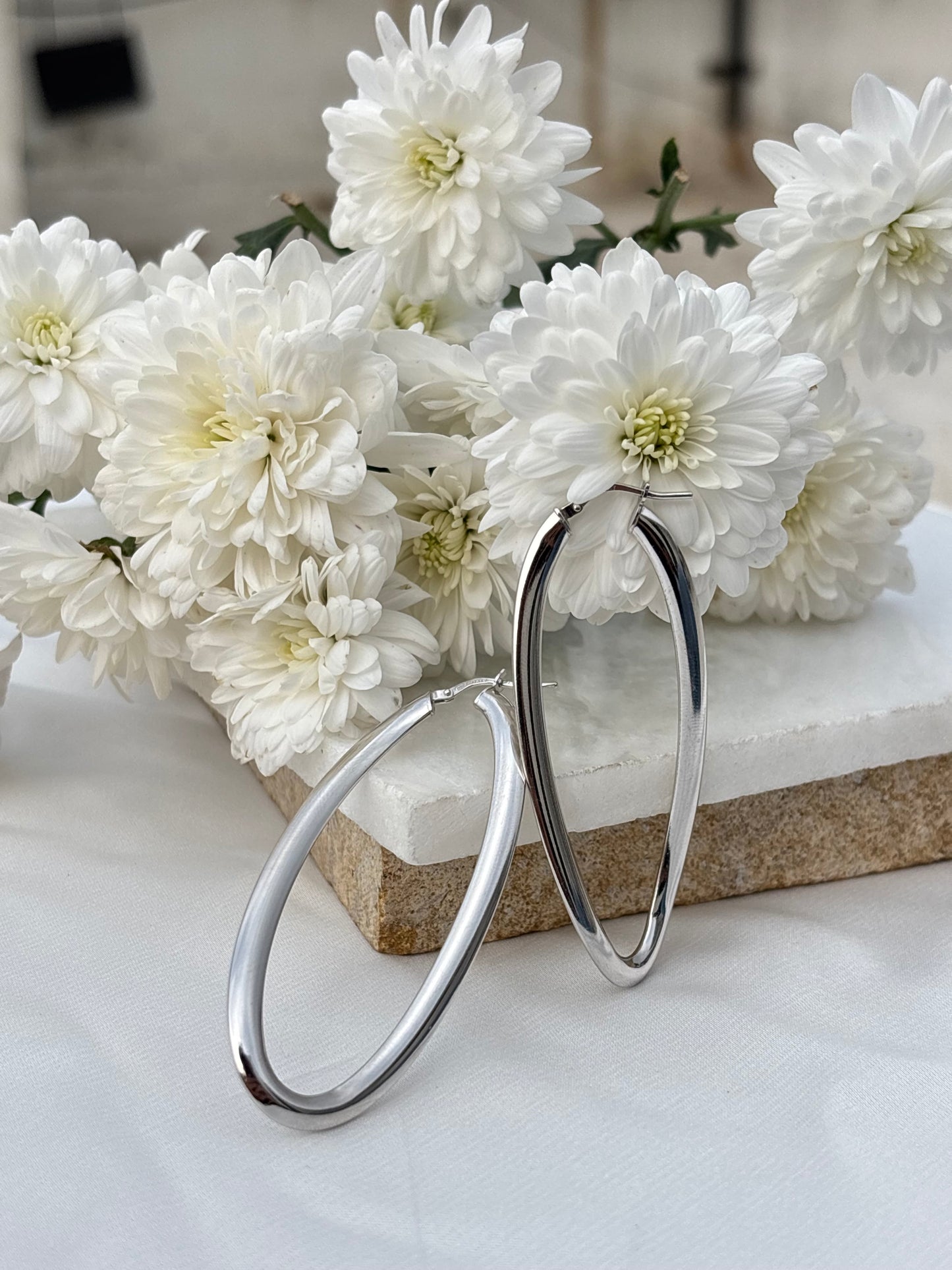 Fluid Silver Hoops