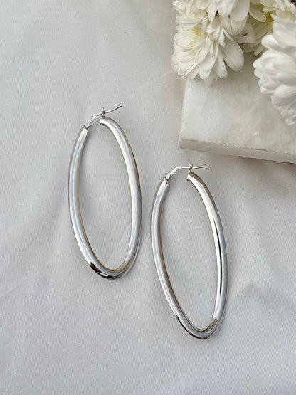 Fluid Silver Hoops