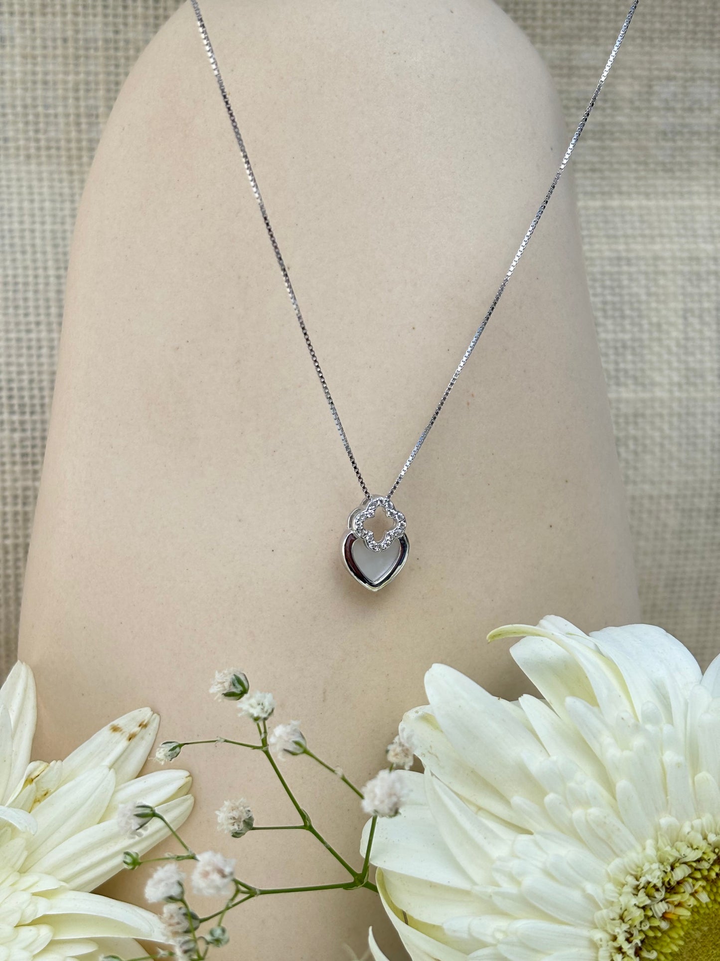 Mini Dual Heart Silver Pendant