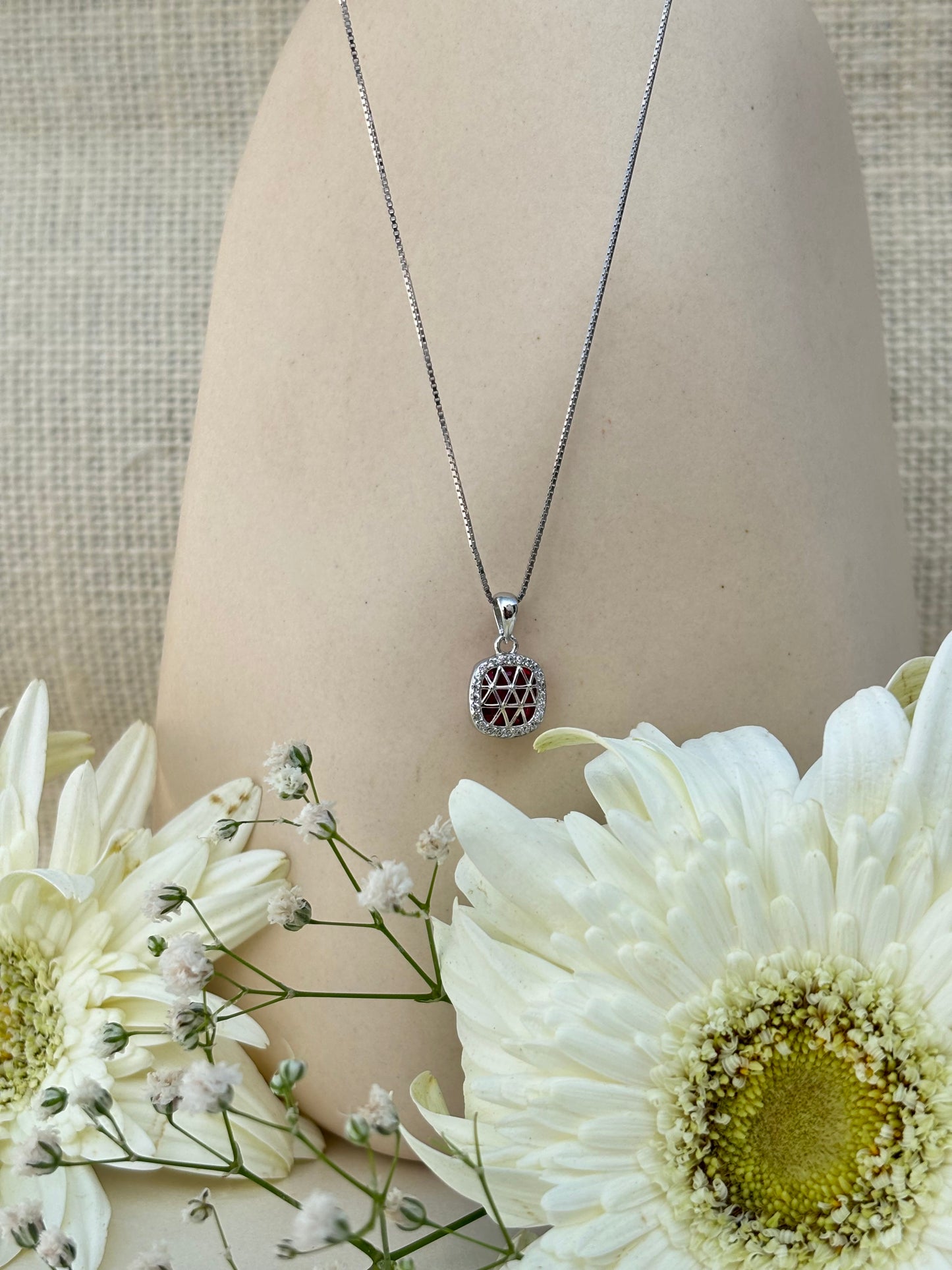 Crimson Grid Necklace
