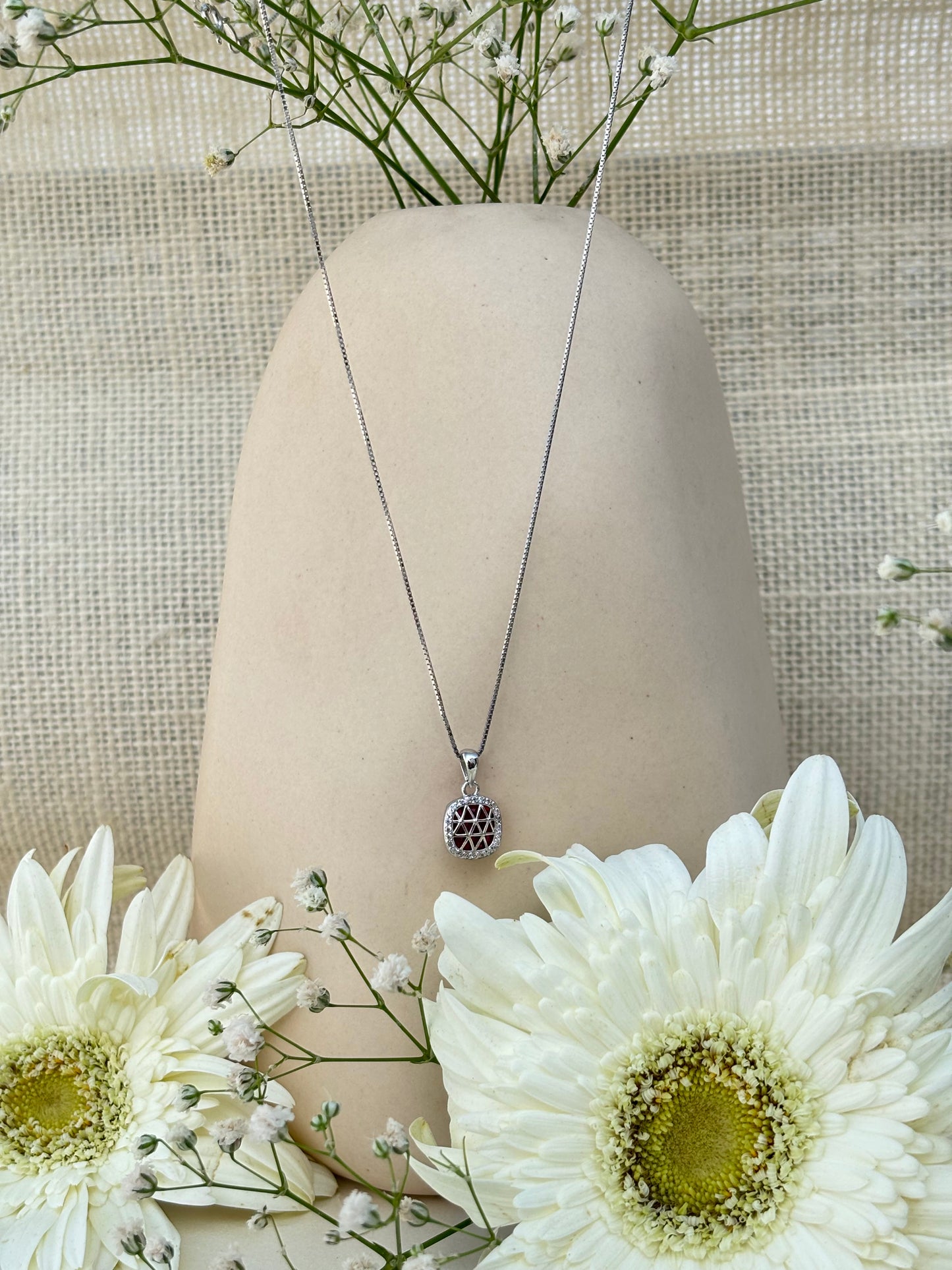 Crimson Grid Necklace