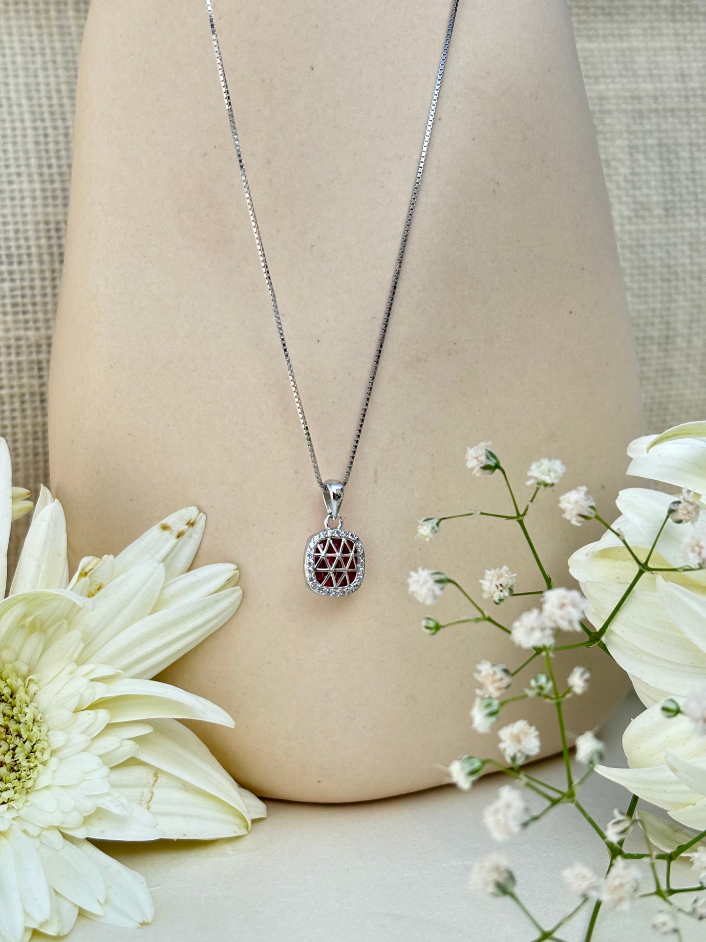 Crimson Grid Necklace
