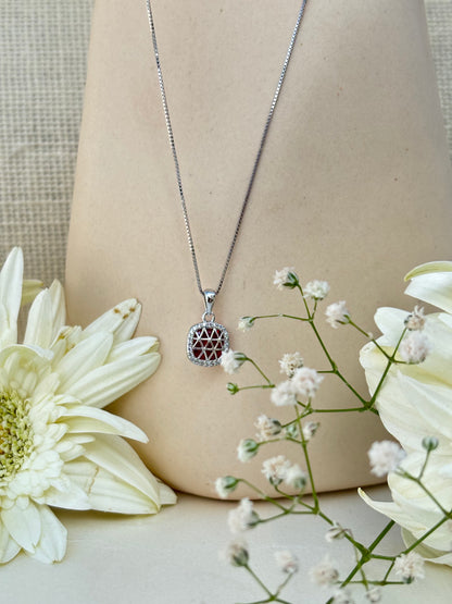 Crimson Grid Necklace