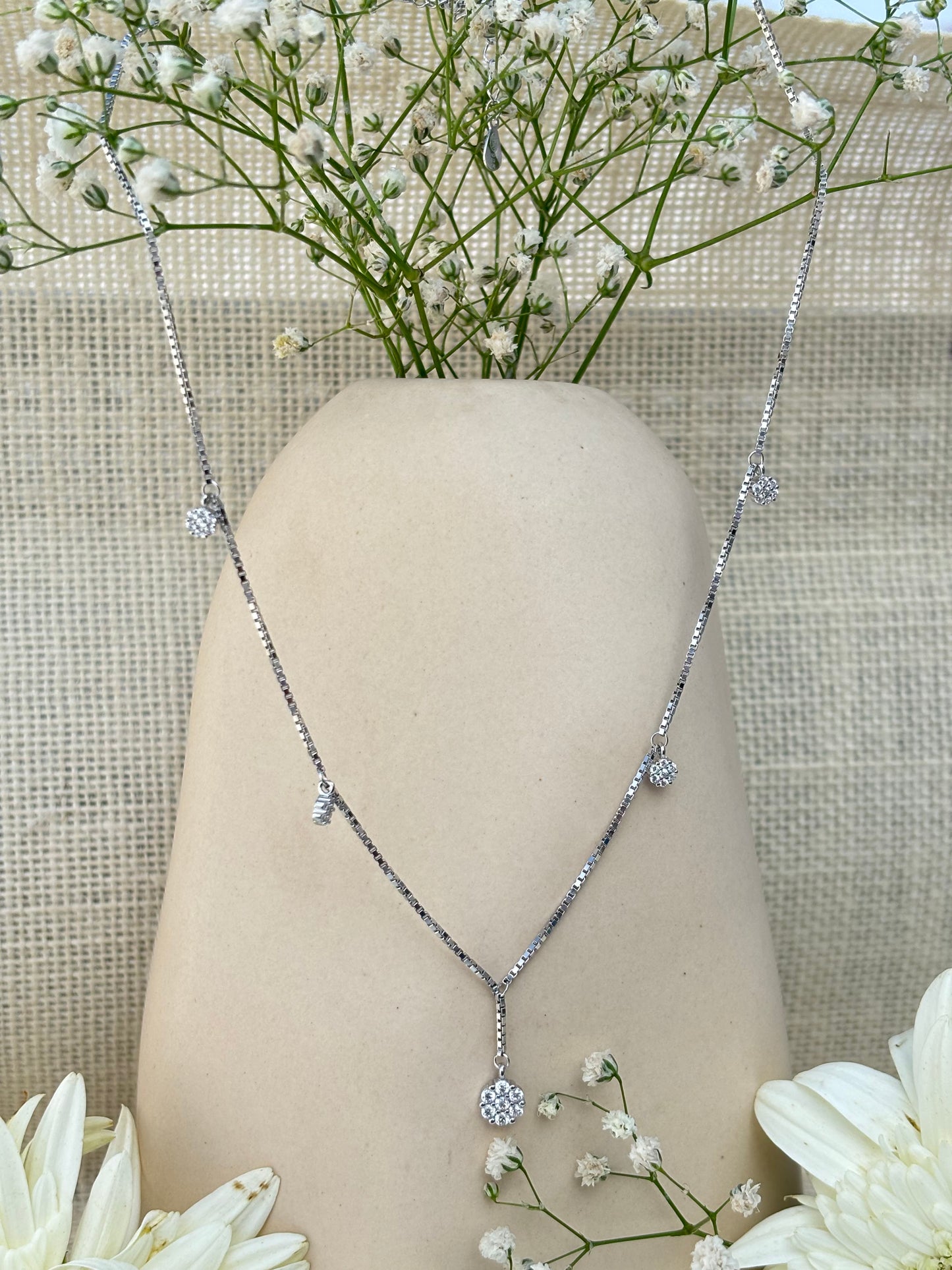 Silver Celeste Drop Necklace