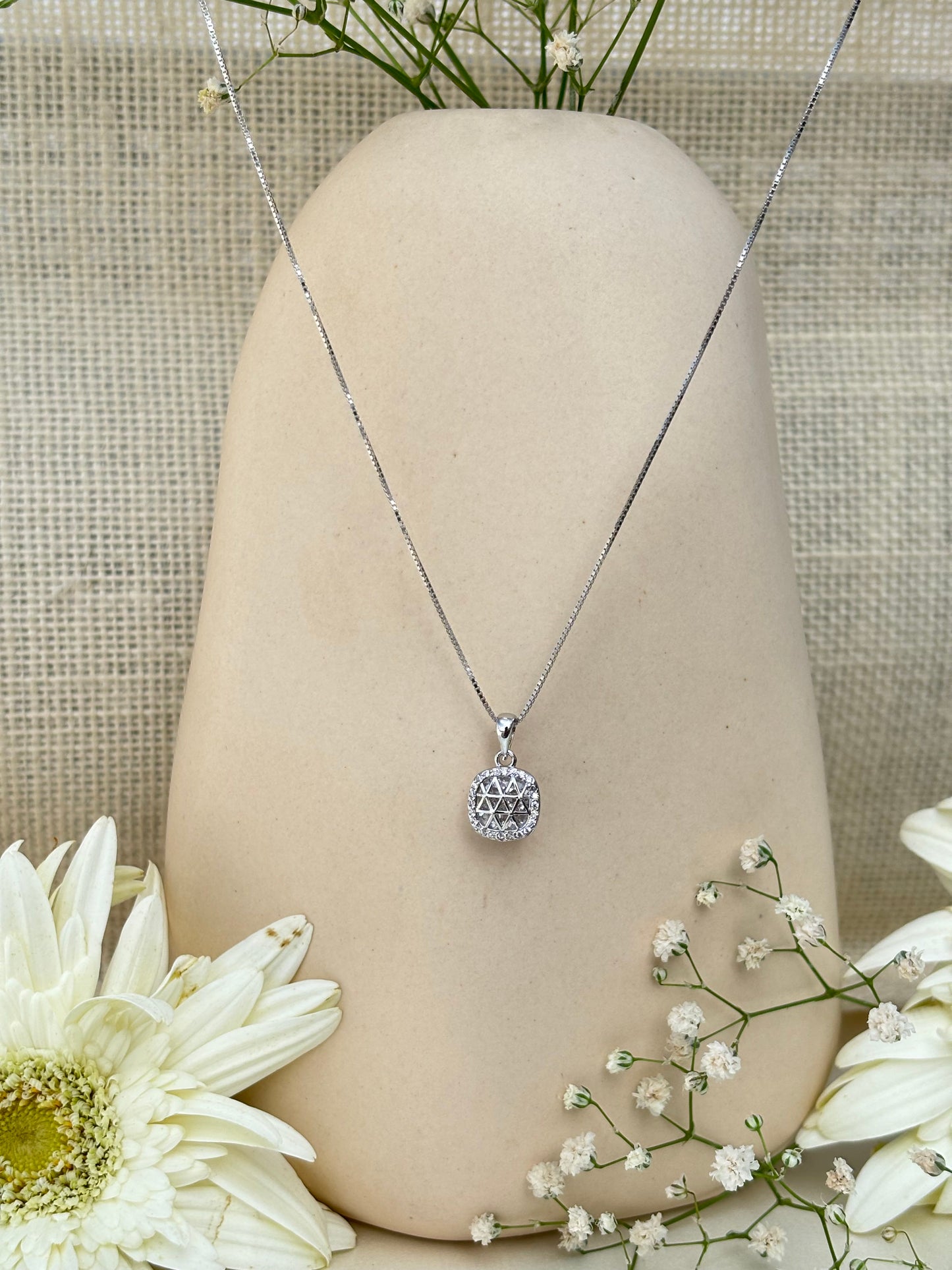 Silver Grid Necklace