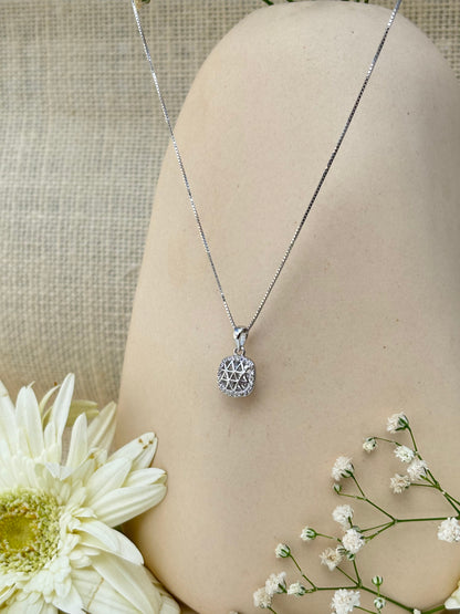 Silver Grid Necklace