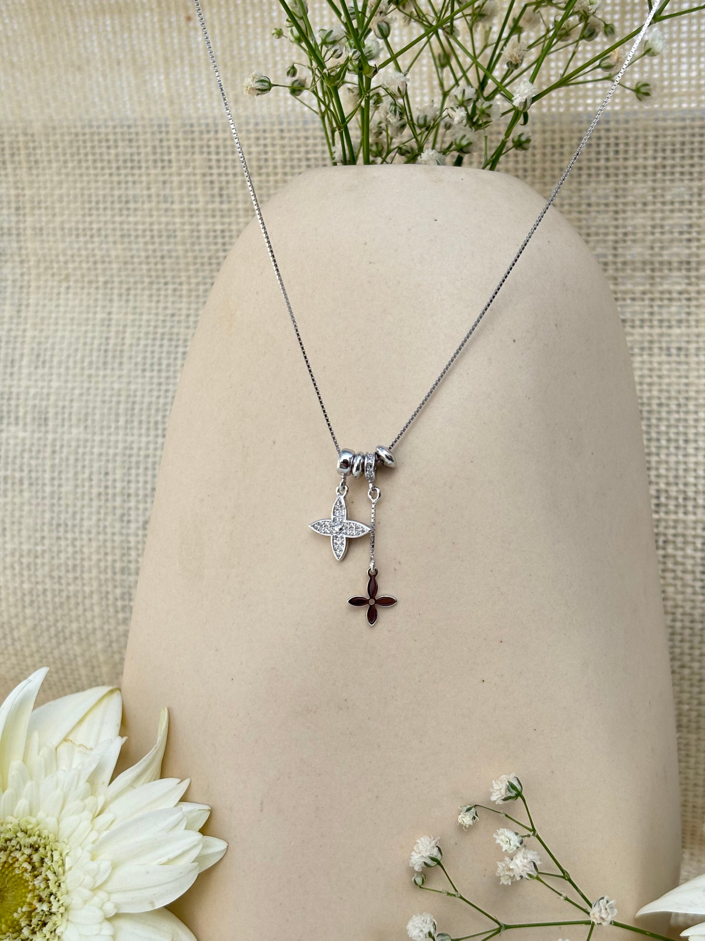 Silver Clover Charm Necklace