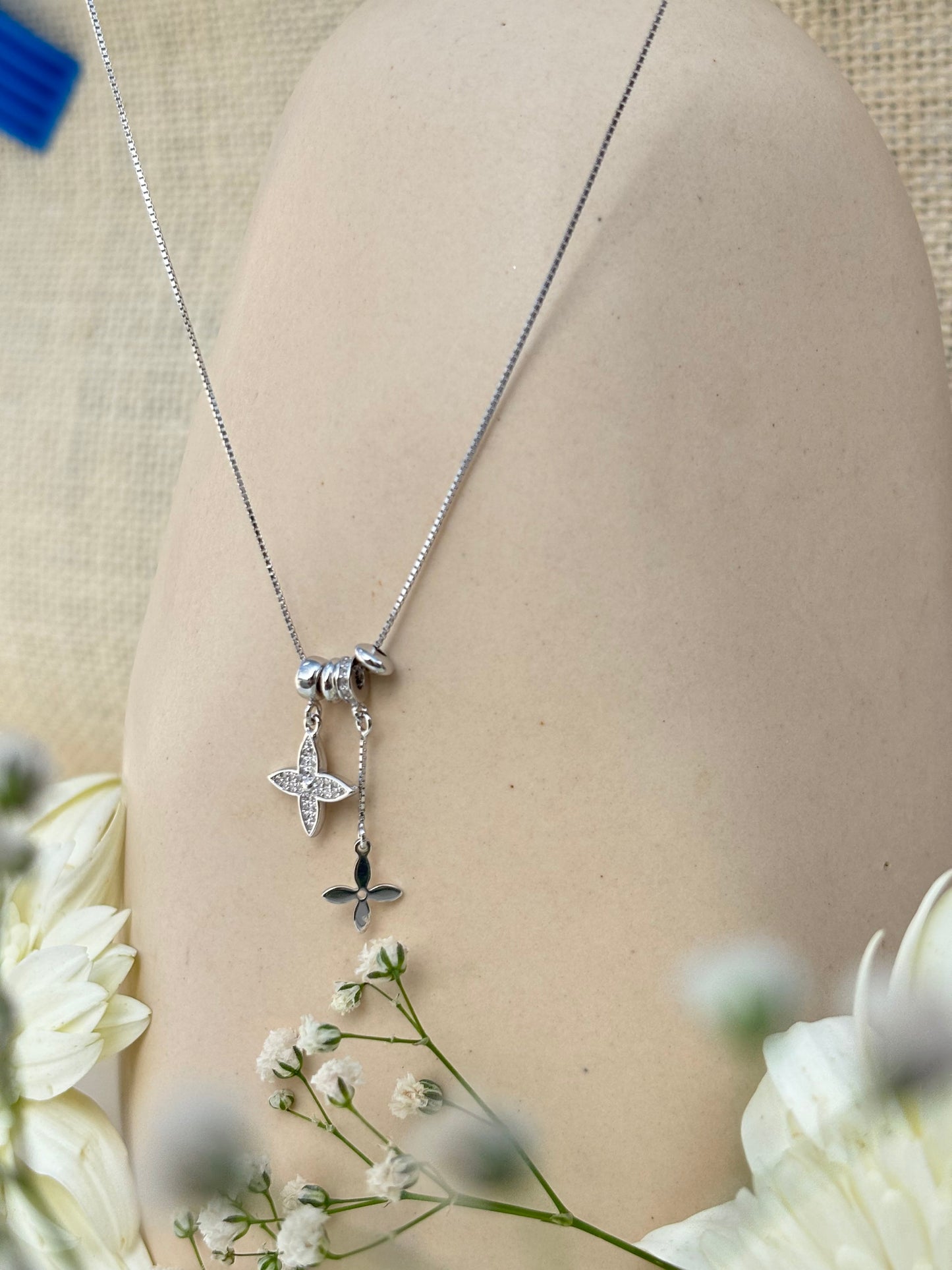 Silver Clover Charm Necklace