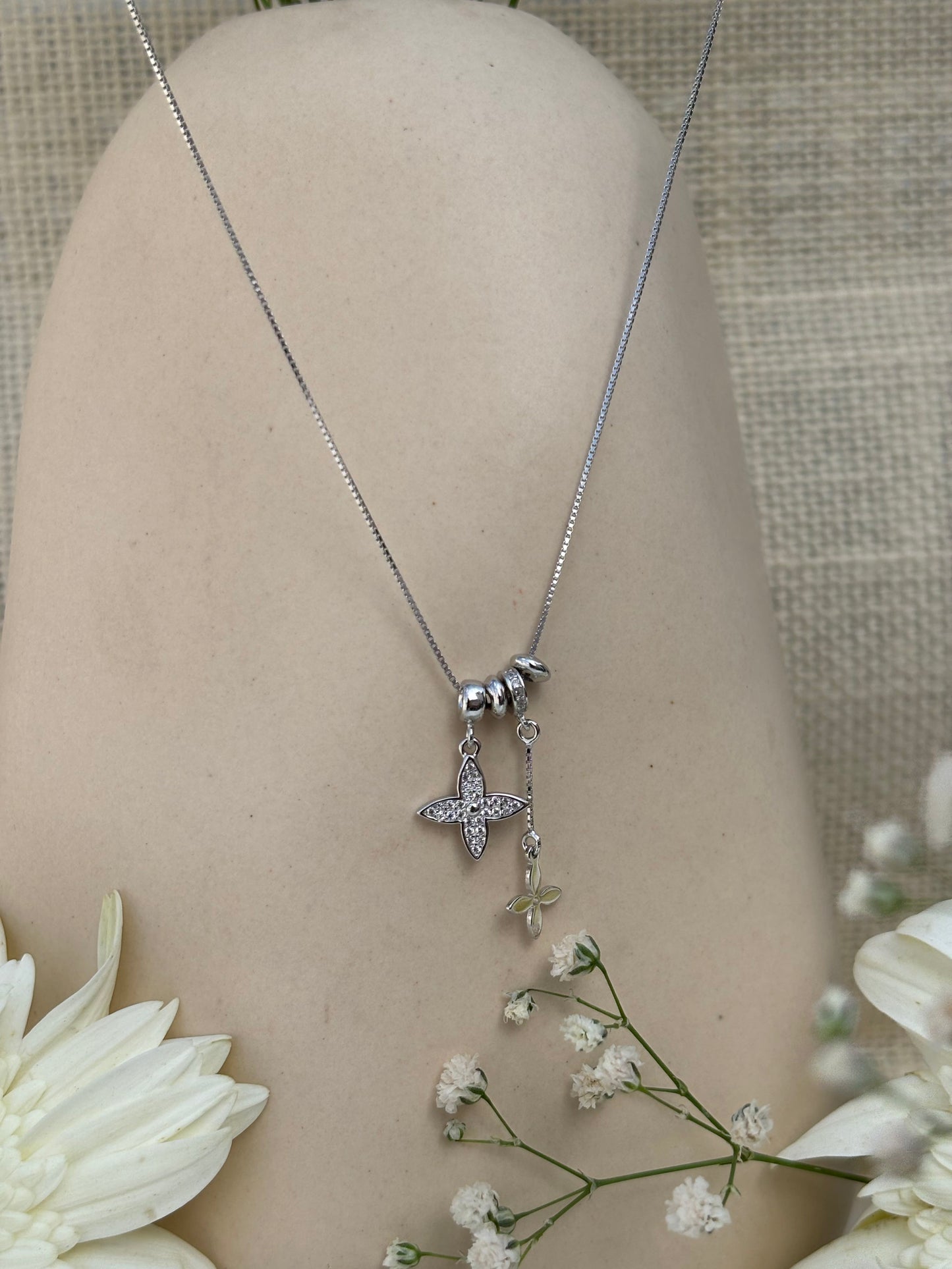 Silver Clover Charm Necklace