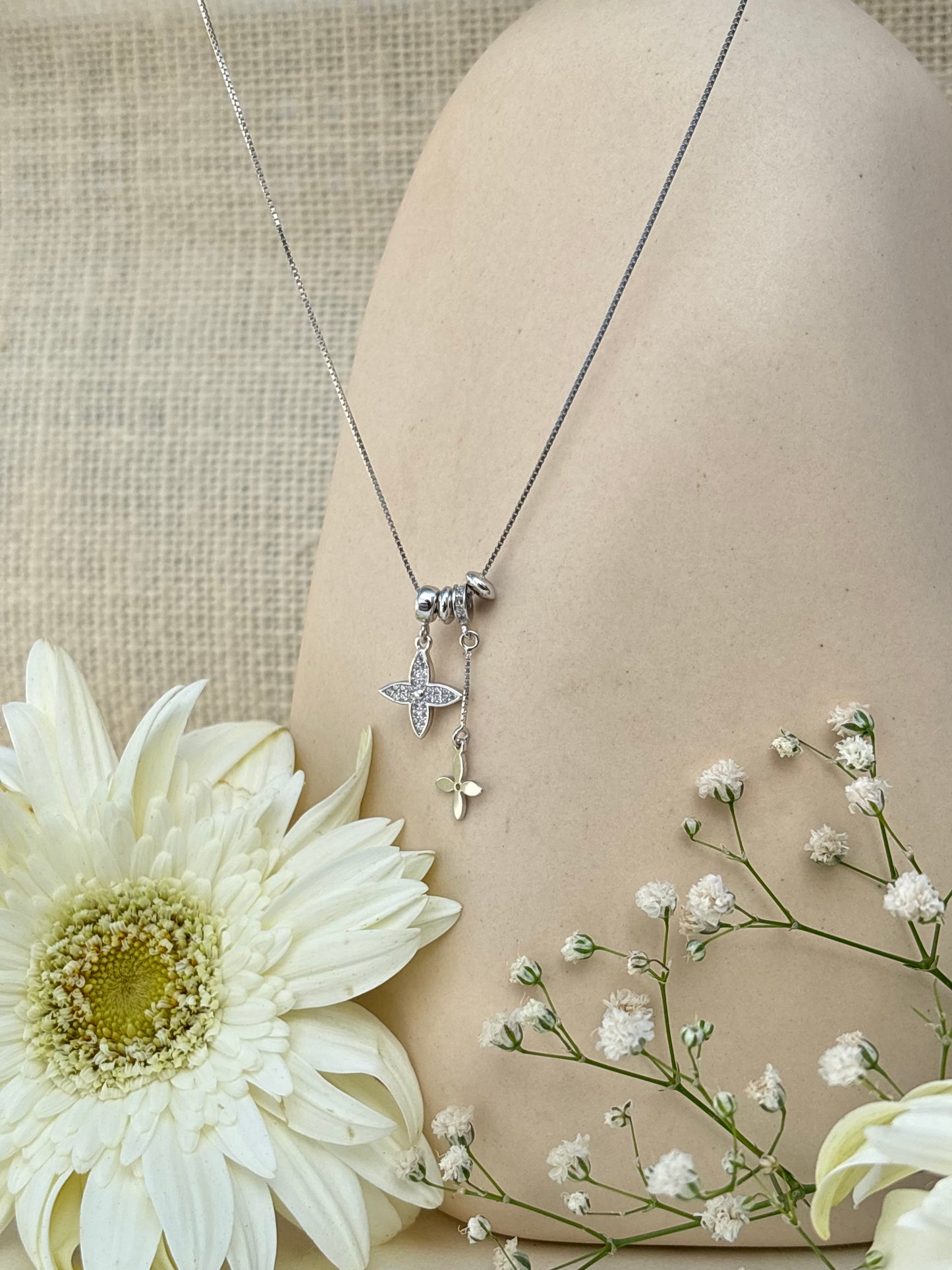 Silver Clover Charm Necklace