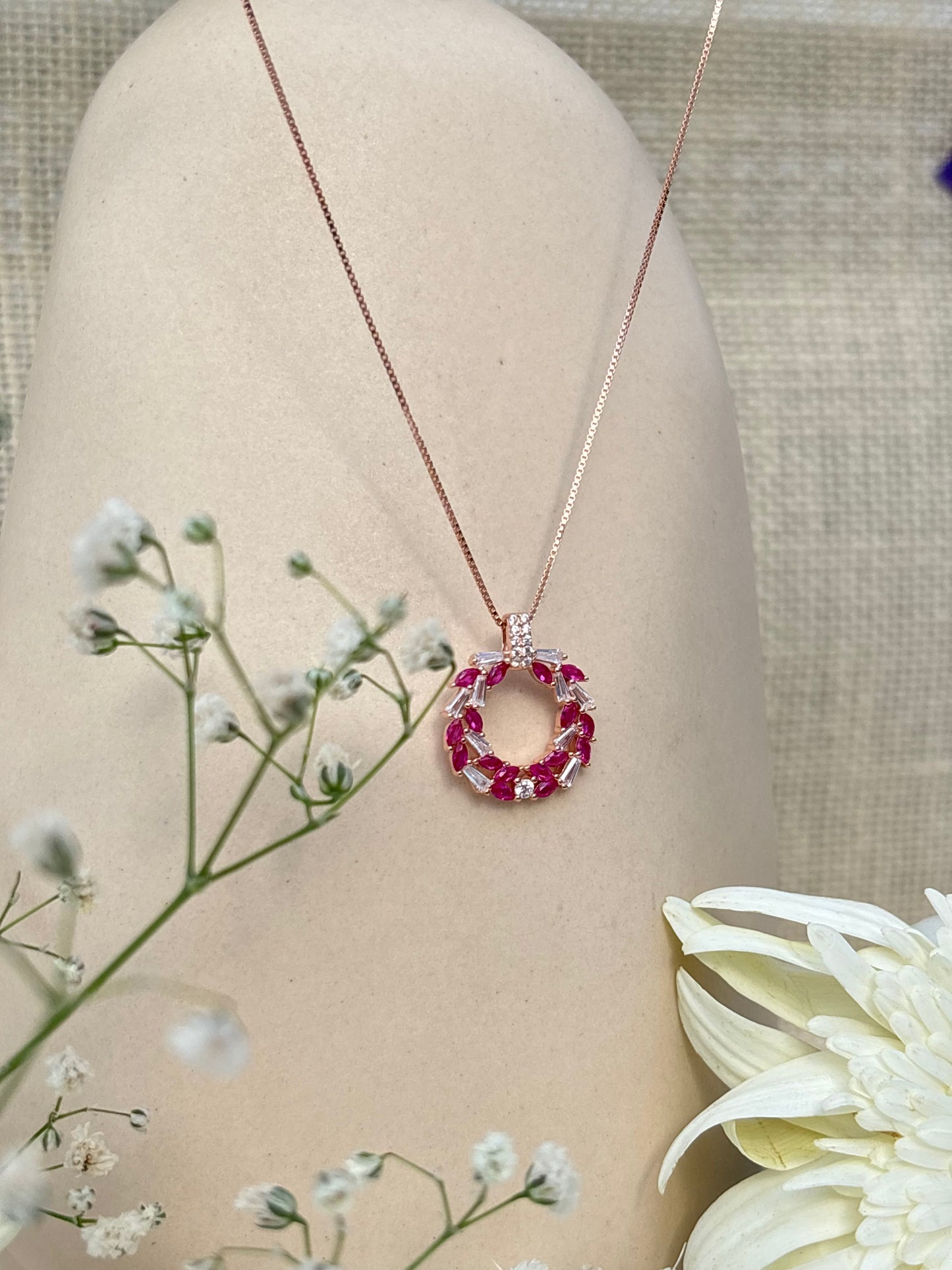 Crimson Radiant Loop Necklace