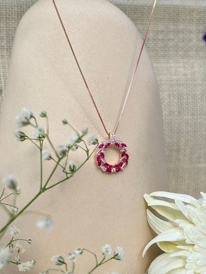 Crimson Radiant Loop Necklace
