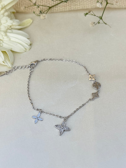 Dual Charm Silver Bracelet