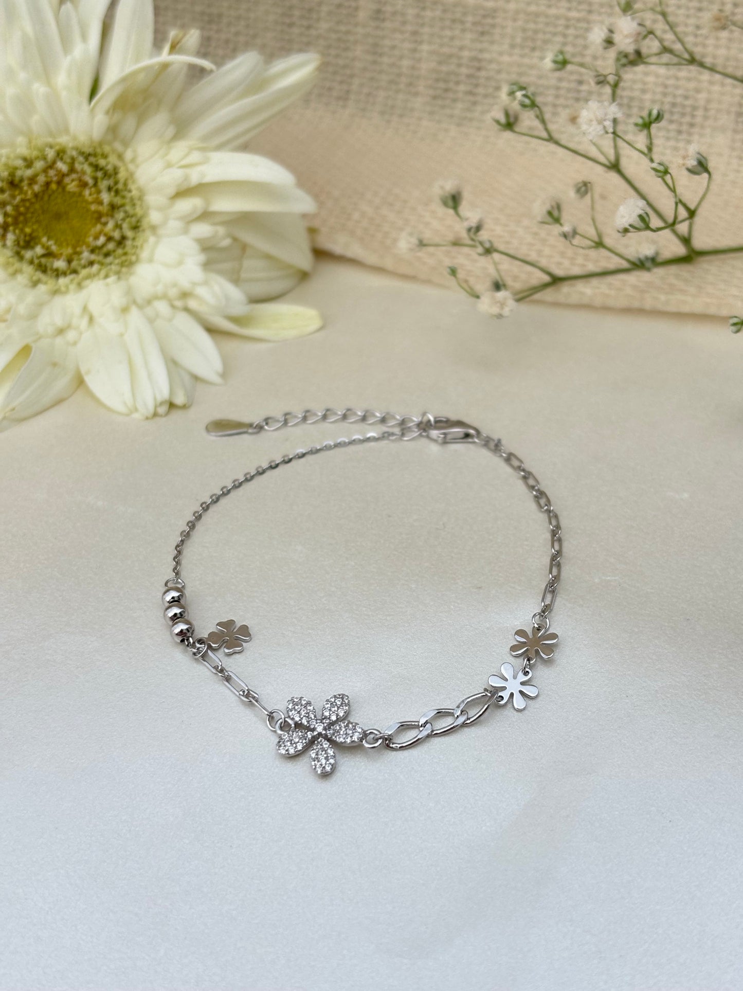 Silver Bloom Charm Bracelet