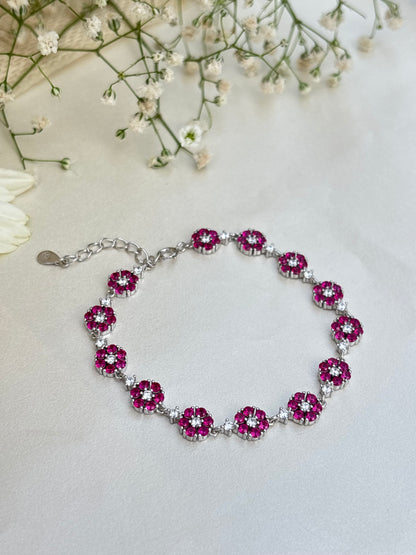 Floral Pink Crystal Bracelet