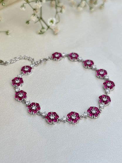 Floral Pink Crystal Bracelet