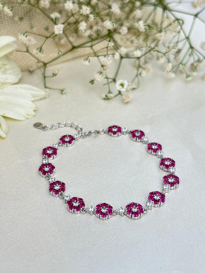 Floral Pink Crystal Bracelet