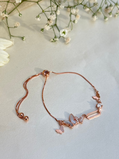 Rose Gold Butterfly Charm Bracelet