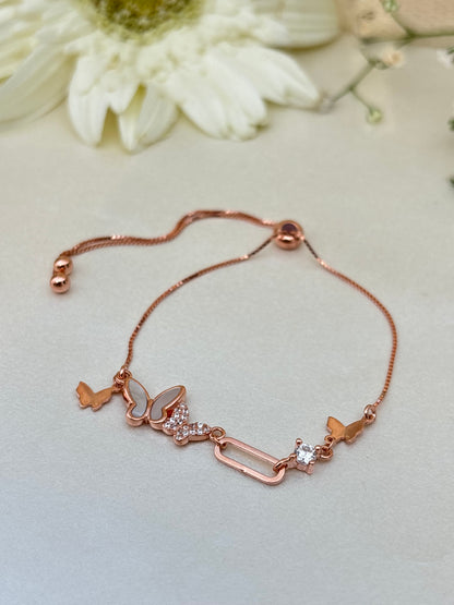 Rose Gold Butterfly Charm Bracelet