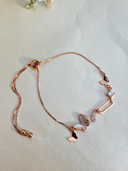 Rose Gold Butterfly Charm Bracelet
