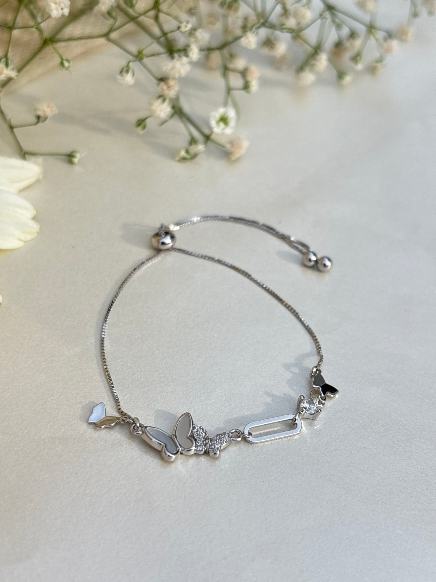 Silver Butterfly Charm Bracelet