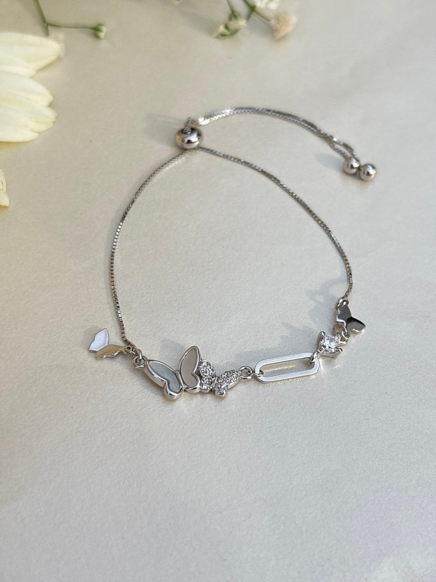 Silver Butterfly Charm Bracelet