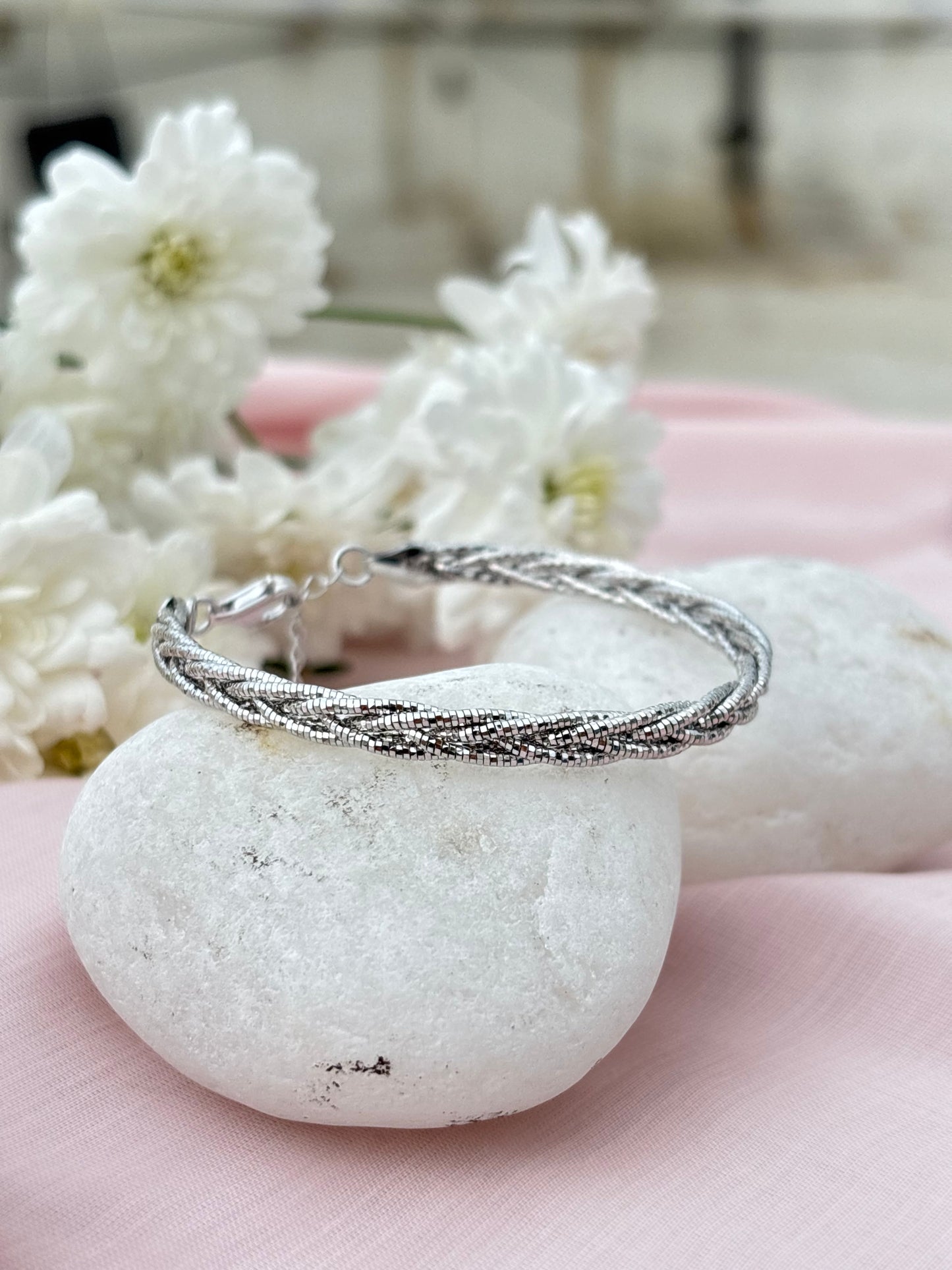 Silver Whisper Braid Bracelet