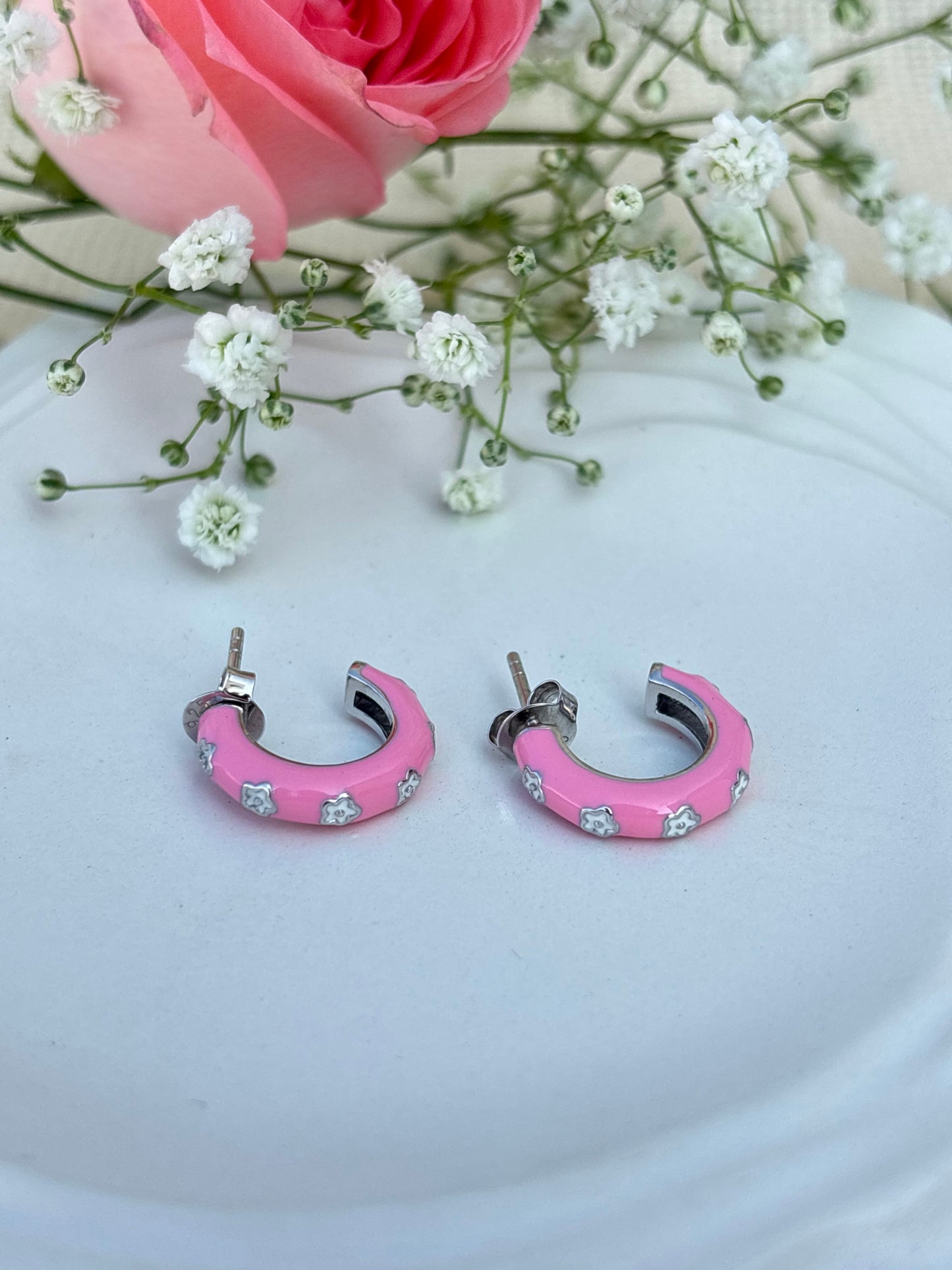 Candy Pink Silver Huggies