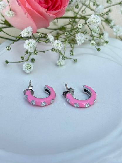 Candy Pink Silver Huggies