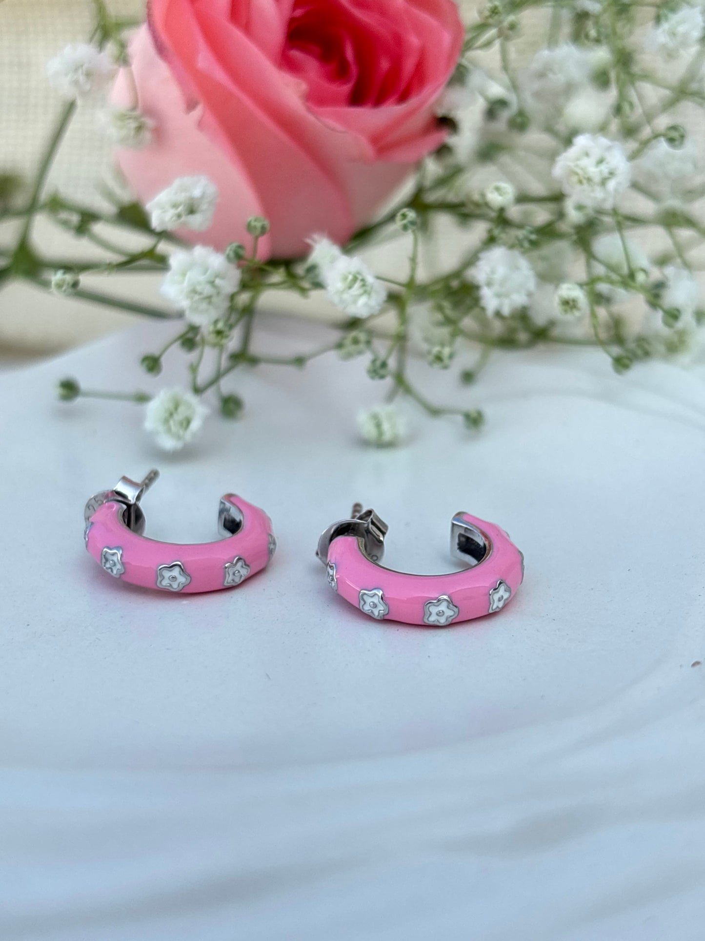 Candy Pink Silver Huggies