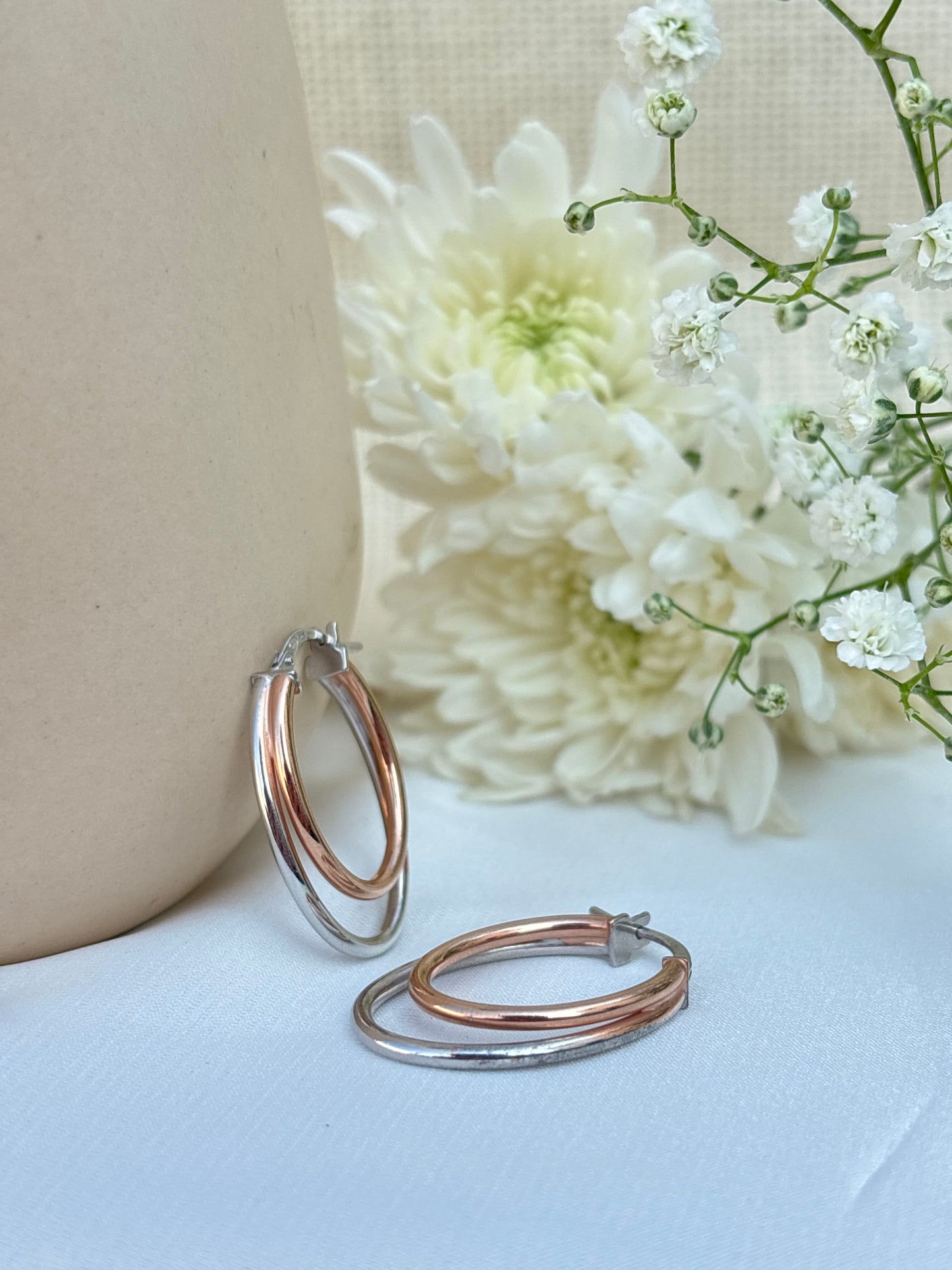 Rose Duo Two-Tone Hoops