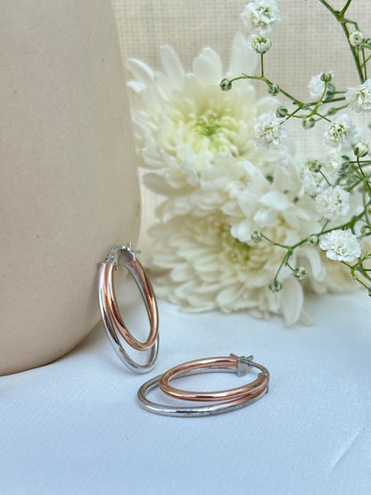 Rose Duo Two-Tone Hoops