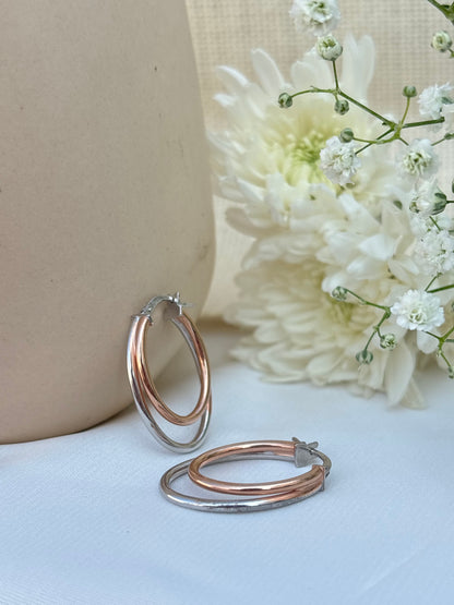 Rose Duo Two-Tone Hoops