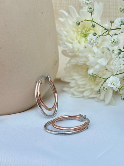 Rose Duo Two-Tone Hoops