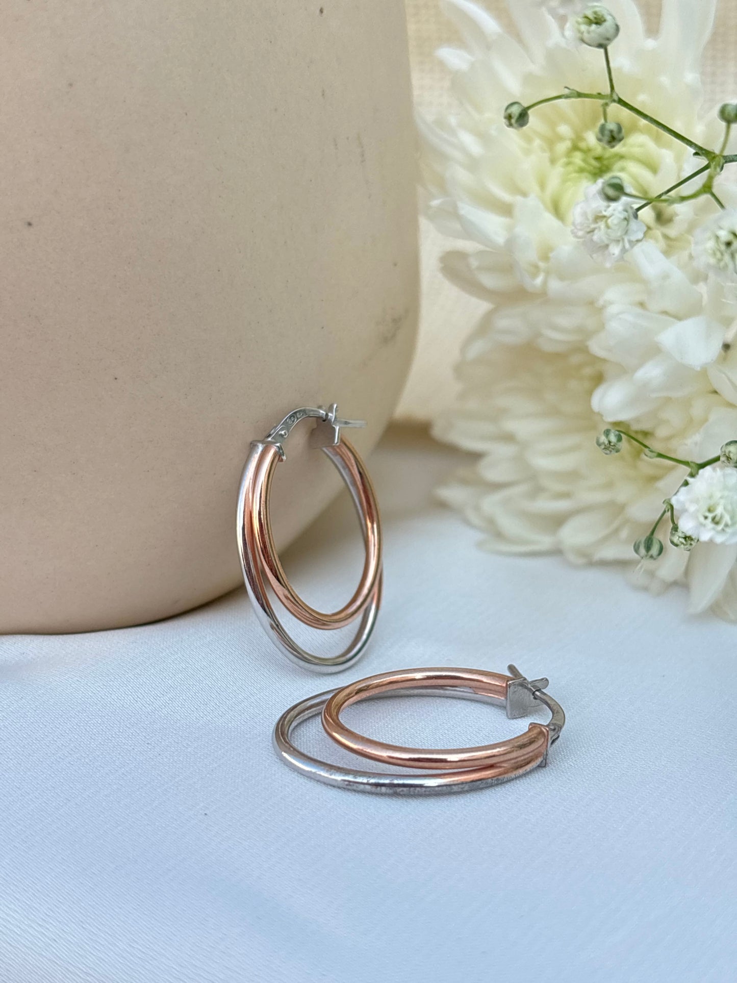 Rose Duo Two-Tone Hoops