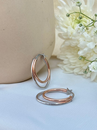 Rose Duo Two-Tone Hoops