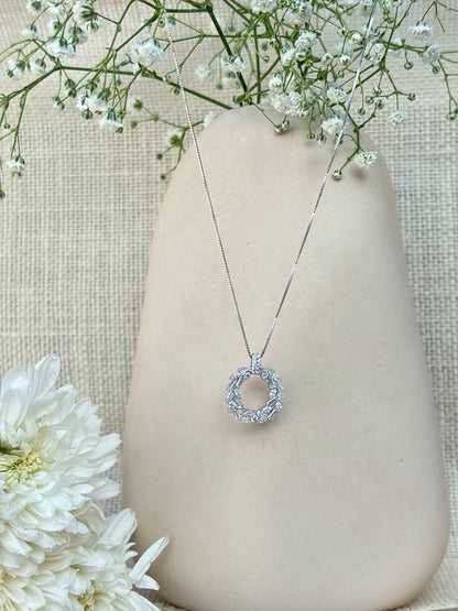 Silver Petal Halo Necklace