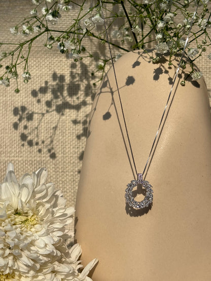 Silver Petal Halo Necklace