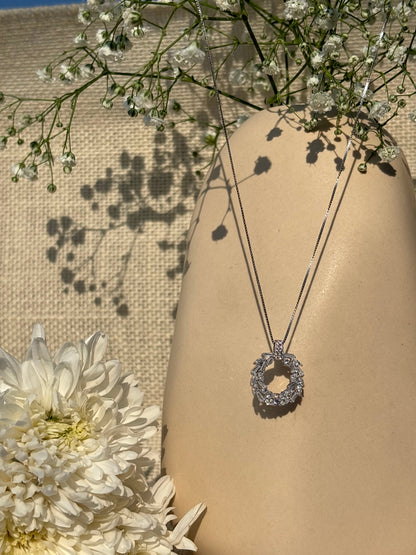 Silver Petal Halo Necklace