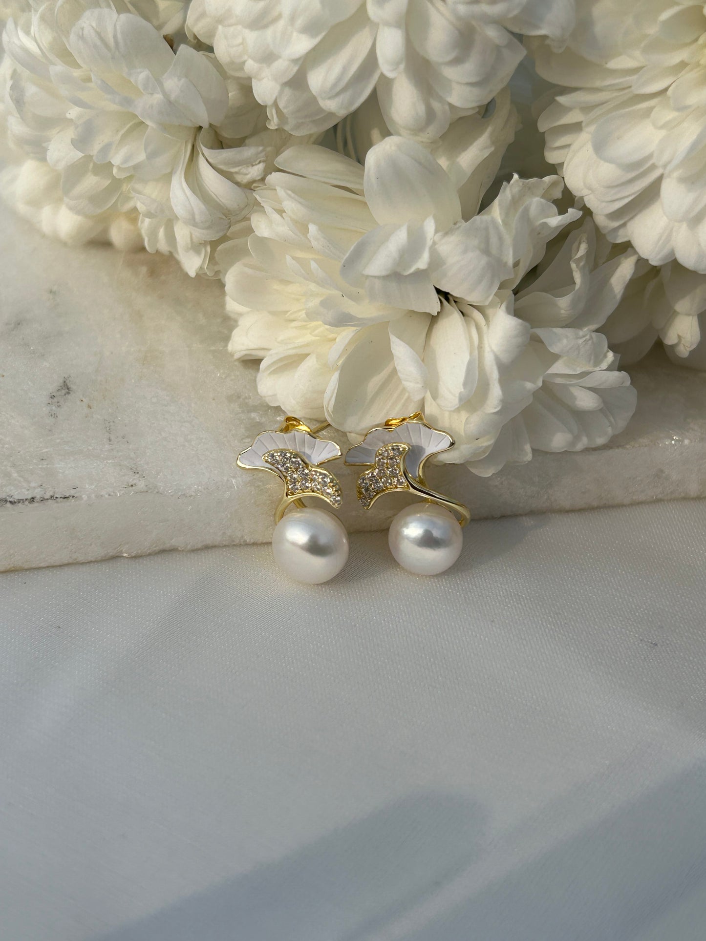 Ivory Bloom Pearl Earrings