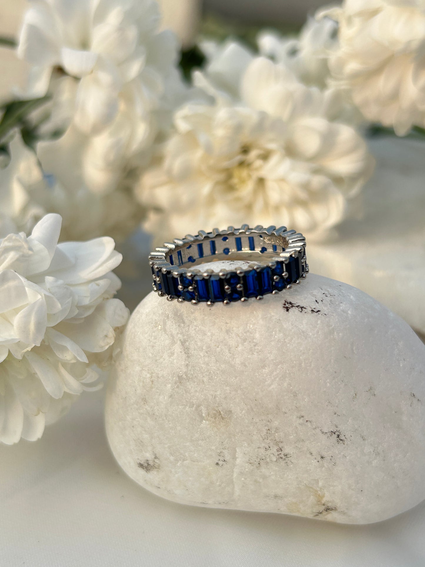 Blue Baguette Eternity Band