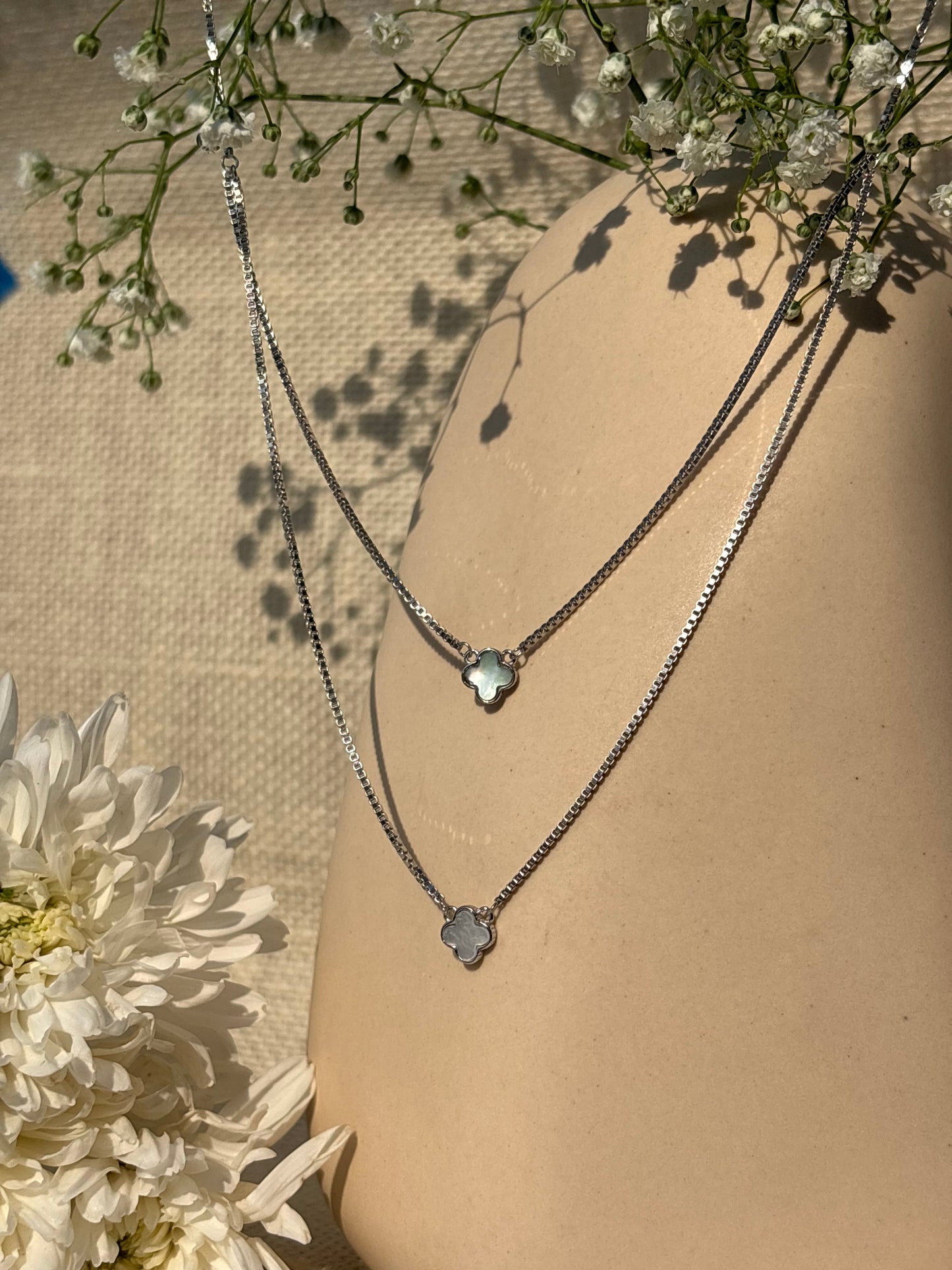Twin Clover Chain Necklace