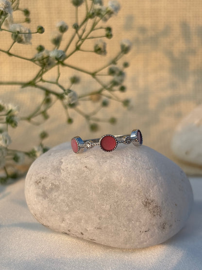 Pink Dot Silver Ring