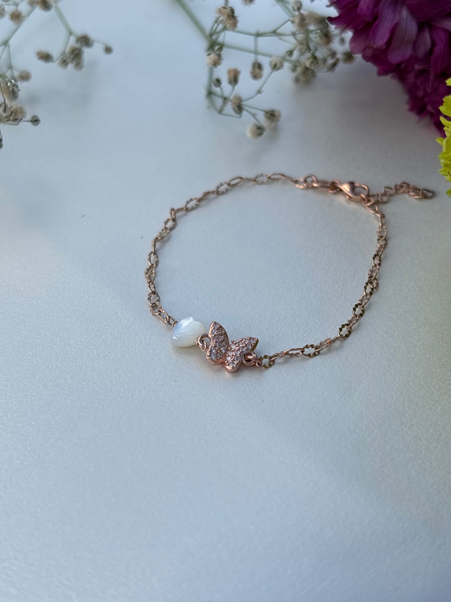 Sterling Silver Heart & Butterfly Bracelet