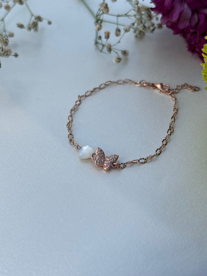 Sterling Silver Heart & Butterfly Bracelet